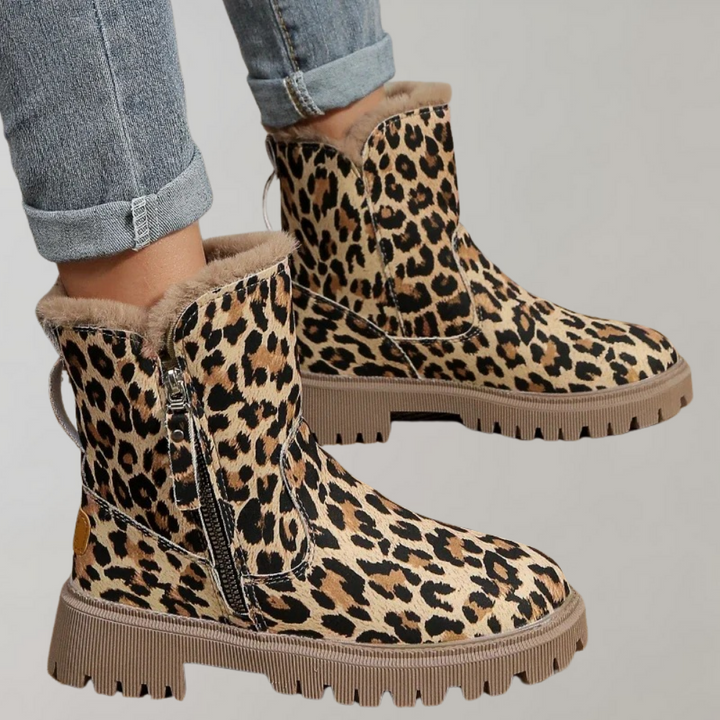 Riley - Warm gefütterter Stiefel mit modischem Leoparden-Design
