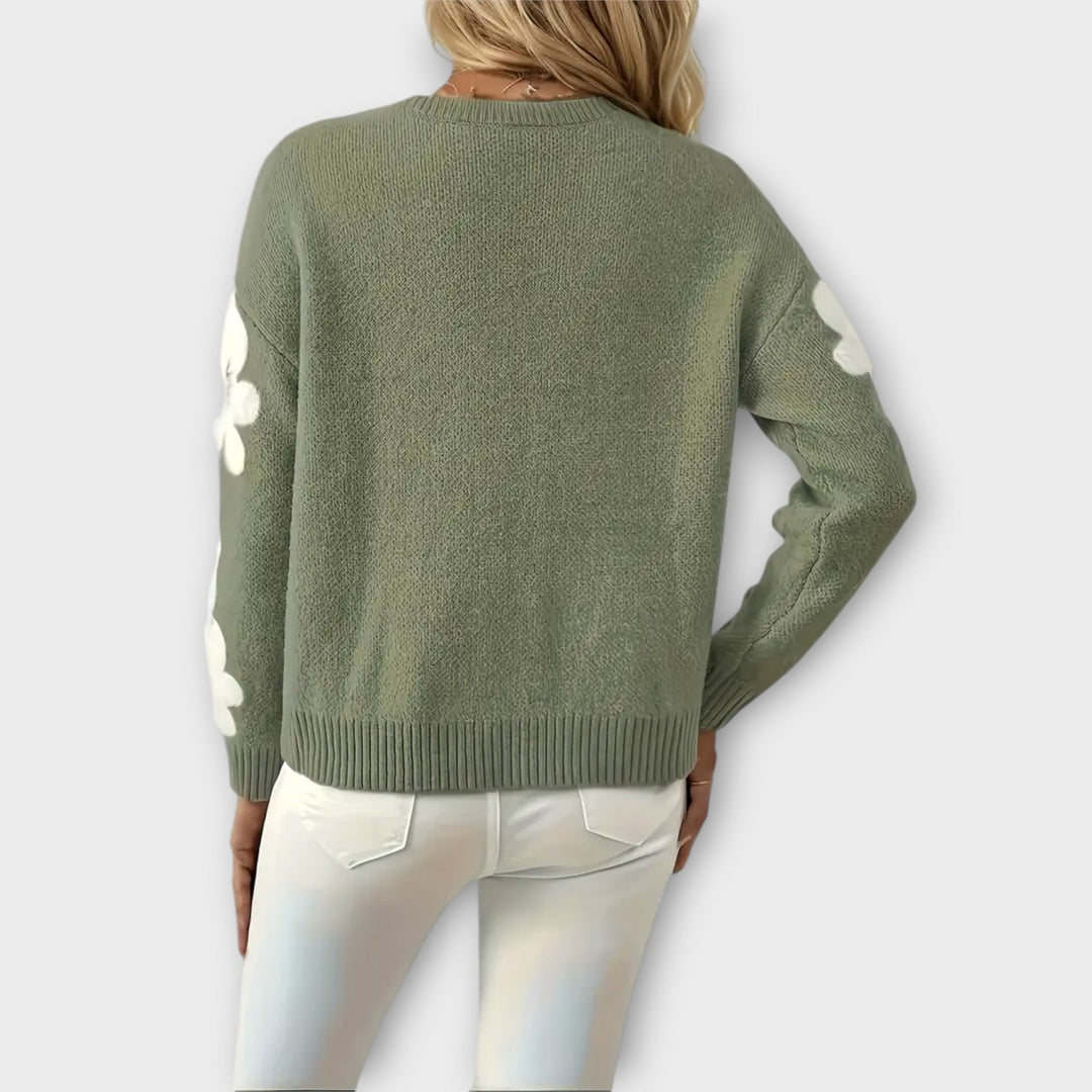 Isla – Weicher Strickpullover mit elegantem Blumenprint