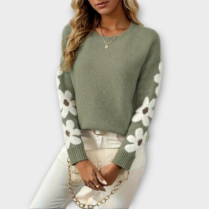 Isla – Weicher Strickpullover mit elegantem Blumenprint